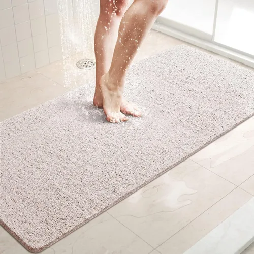 Miniatura 62 de LuxStep - Tapete de ducha, de 24 x 36 pulgadas, tapete de baño antideslizante con drenaje, tapete de baño de cloruro de polivinilo, de secado Gris