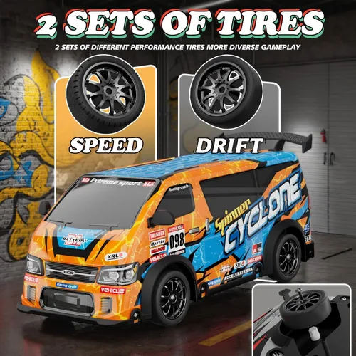 Miniatura 3 de Coche RC de Deriva Escala 1:24 Vehículo de Control Remoto 25KM/H(Pico) 4WD con Deriva, Coche RC de Deriva JDM con Luces LED Batería Recargable USB