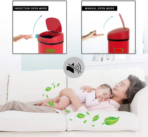 Miniatura 2 de Bote de basura automático de cocina de 13 galones/50L con tapa, sin contacto, de acero inoxidable, con sensor de movimiento electrónico, cubo
