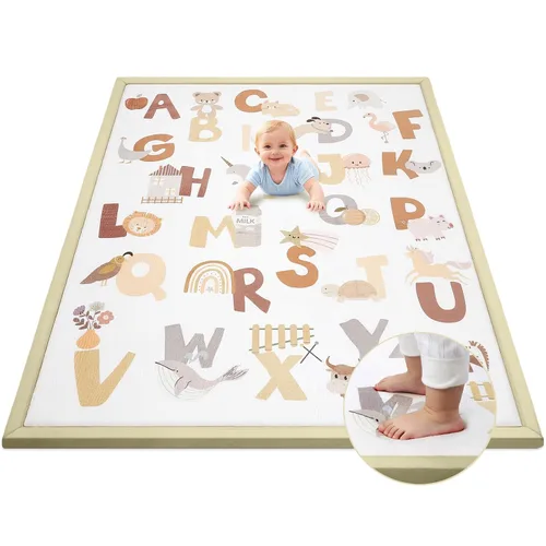 Miniatura 15 de Tapete de juego de 50 x 50 pulgadas para el suelo y el parque infantil, tapete de espuma de alta densidad de 1.2 pulgadas de grosor, alfombra