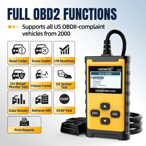 Miniatura 3 de Escáner de Coche, OM201 Lector de Código de Motor Herramienta de Diagnóstico OBDII con Impresión Inalámbrica Datos Gráficos en Vivo Prueba EVAP