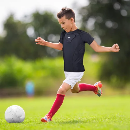 Miniatura 2 de Protector de costilla de fútbol acolchado para niños y niñas, camiseta de protección de pecho para rugby, béisbol, fútbol, baloncesto Gris