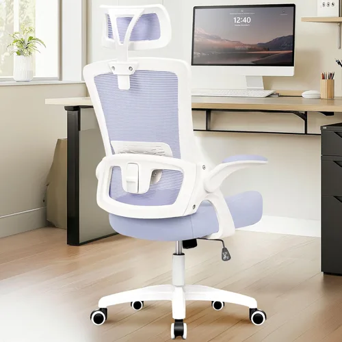 Miniatura 11 de NEO CHAIR Silla de escritorio de oficina para computadora de juegos, respaldo alto, asiento cómodo de malla con reposacabezas ergonómico ajustable