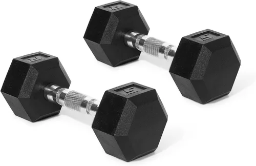 Miniatura 2 de RitFit Juego de mancuernas hexagonales revestidas de PVC de 5 a 650 libras con estante opcional para gimnasio en casa, peso de mano con mango