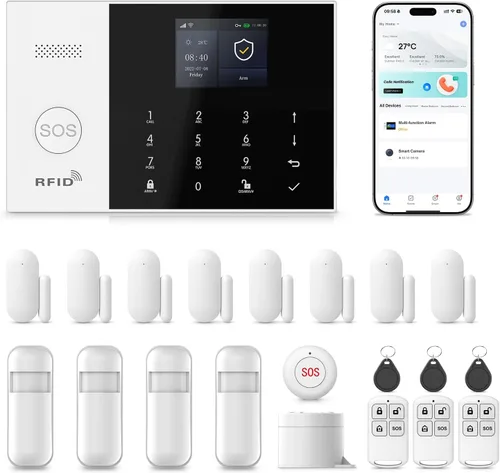 Miniatura 11 de PGST Sistema de seguridad para el hogar, teclado WiFi+GSM/4G sistema de alarma inalámbrico con alertas instantáneas de aplicaciones, funciona