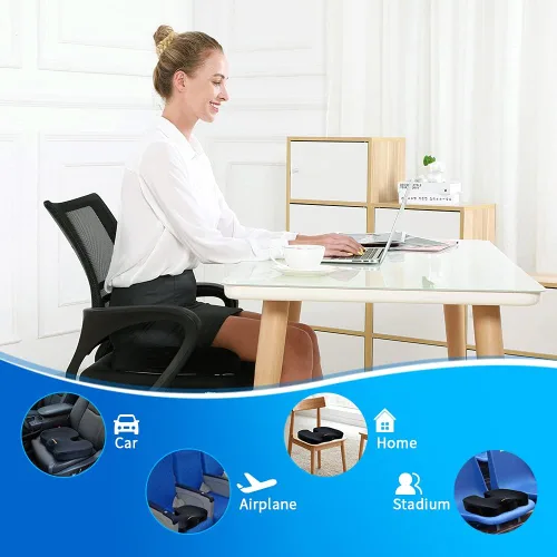 Miniatura 5 de SAIREIDER Cojín para Silla de Oficina, Cojín de Asiento de Automóvil, Almohadillas de Cojín de Coxis de Espuma Viscoelástica para Dolor de Coxis