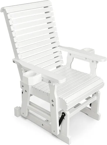 Miniatura 17 de Fortune Candy Planeador de Patio con Portavasos, Respaldo Alto Reclinable y Asiento Contorneado Profundo, Capacidad 800 Libras (Marrón, 2 Plazas)