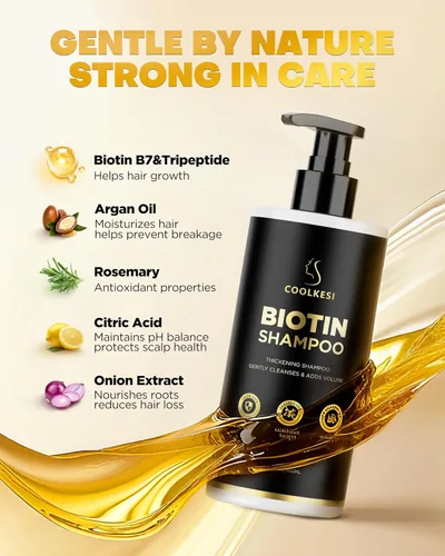 Miniatura 9 de Juego de champú y acondicionador de biotina para crecimiento del cabello con infusión de tripéptido, tratamiento hidratante voluminizador