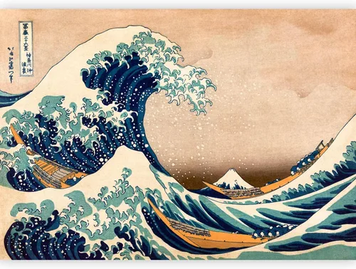 artgeist Mural de pared La gran ola de Kanagawa por Katsushika Hokusai - Arte fino japonés de 77 x 55 pulgadas - Mural de pared autoadhesivo XXL, #01