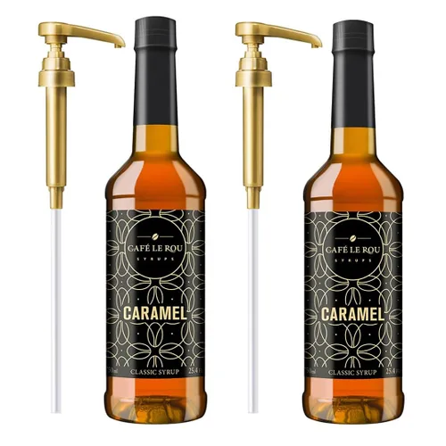 Miniatura 14 de Café Le Rou Jarabe de café variado, paquete de 5, 25.4 onzas, vainilla, vainilla francesa, caramelo, caramelo salado, jarabe saborizante de café