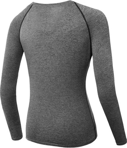 Miniatura 28 de CADMUS Paquete de 1 o 3 camisetas de entrenamiento de manga larga para mujer, camiseta de compresión de ajuste seco para correr