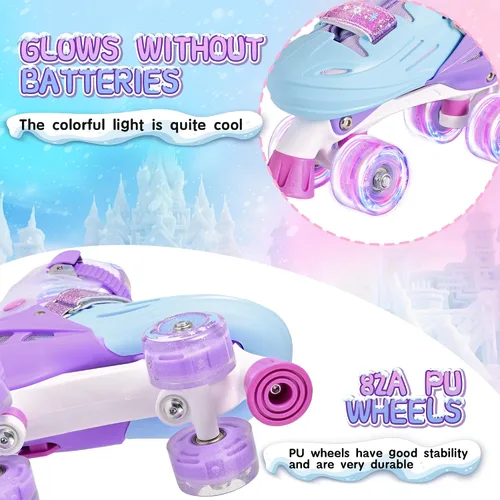 Miniatura 5 de 2PM SPORTS Patines de ruedas para niñas, niños y niños pequeños de 4 a 6, 5 a 8, 6 a 12, 8 a 12 años con ruedas iluminadas, patines ajustables