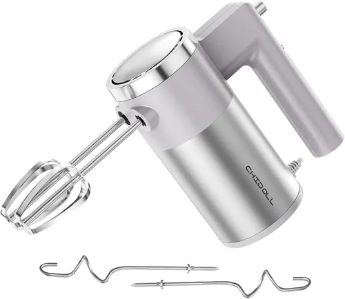 Miniatura 8 de Potente batidora de mano de 600W, batidora de mano eléctrica de 5 velocidades para hornear, ligera con 2 batidores de mano de acero inoxidable y 2