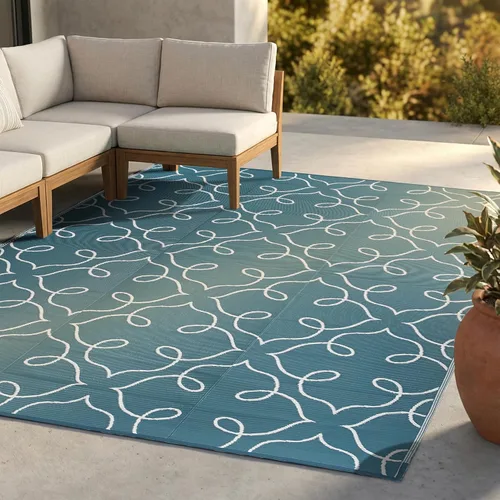 Miniatura 21 de FH Home - Alfombra para exteriores de camping, impermeable, resistente a la decoloración, reversible, plástico reciclado de alta calidad, a rayas