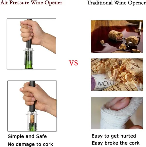 Miniatura 4 de Mincham Abridor de vino, sacacorchos con bomba de presión de aire, abridor de botellas de vino con cortador de aluminio, regalos para los amantes