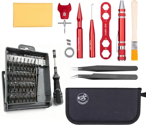 Miniatura 7 de QUA'ANNYU Fishing Reel Maintenance Kit, Professional Fishing Reel Care & Repair Tool Set with 24/30/38-in-1 Screwdriver Set Oro+Destornillador manual