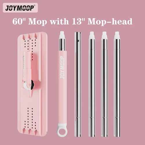 Miniatura 3 de JOYMOOP Trapeador plano, trapeadores de microfibra para limpieza de suelos, mango largo de 60 pulgadas con cabezal plano flexible de 13 pulgadas