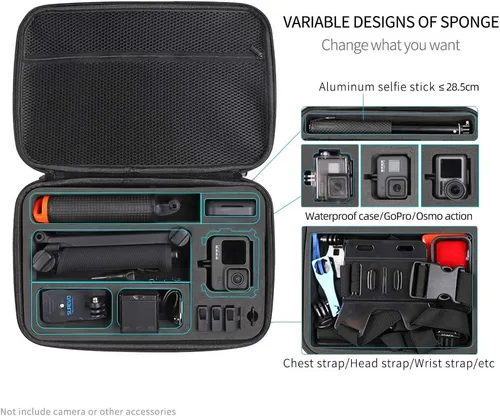 Miniatura 3 de Funda de transporte impermeable compatible con GoPro Hero 13/12/11/10/9/8/7/(2018)/6/5 Negro, DJI osmo action, AKASO/Campark/YI Action Camera y más