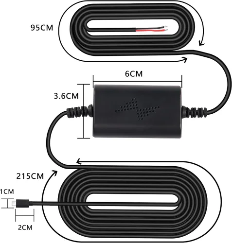 Miniatura 2 de XMSJSIY Kit de fusible de cámara para salpicadero, cable duro USB-C tipo C, convierte 12 V-36 V a 5 V/2.5 A, cable de alimentación para cargador DVR