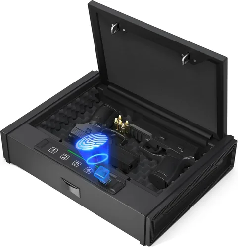 [30% Mayor capacidad] Caja fuerte para pistolas, Caja fuerte biométrica para pistola, Caja fuerte para pistola montada, Caja fuerte de seguridad de