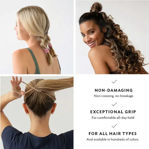 Miniatura 4 de L. Erickson Lazos para el cabello grueso, paquete de 15 tubos para poni Grab & Go - Bandas sin arrugas sin daños con fuerte sujeción para mujeres