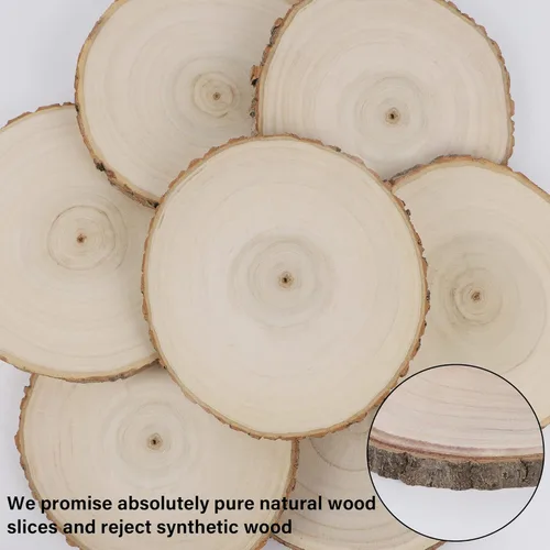 Miniatura 3 de Sancodee 8 piezas grandes de madera sin terminar, losas de madera de 10 a 11 pulgadas para centros de mesa, círculo de madera natural, centros