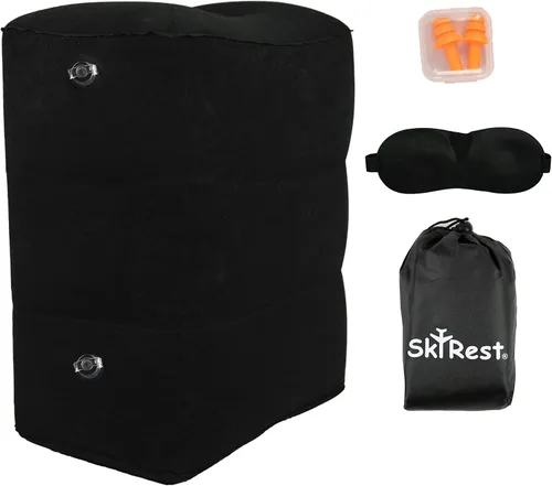 Almohada inflable de viaje, altura ajustable, reposapiés de avión para viajes en avión/coche/tren/hogar/oficina-cama de avión para niños pequeños,