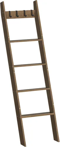 Miniatura 11 de HOOBRO Escalera para toallas para sala de estar y dormitorio, estante decorativo en forma de escalera de 5 niveles para pared y baño, con 4 ganchos