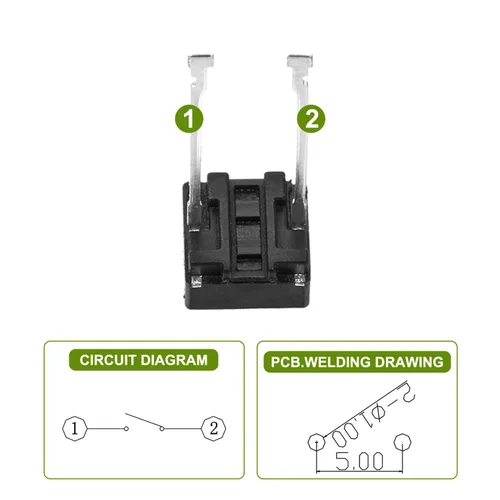 Miniatura 5 de Chanzon Interruptor de botón táctil táctil 0.236x0.236 x0.169 in Micro Momentary Tact Switch 2 pin 20 unids SPST Interruptores pulsadores