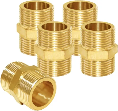 Miniatura 9 de Joywayus 5 unids latón tubería hexagonal pezón igual 1/4 "macho NPT macho aire combustible agua