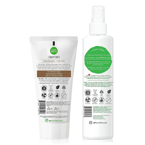 Miniatura 2 de Fresh Monster Paquete desenredante de cabello para niños, desenredante de 8.5 onzas y acondicionador de 6 onzas, sin toxinas, hipoalergénico