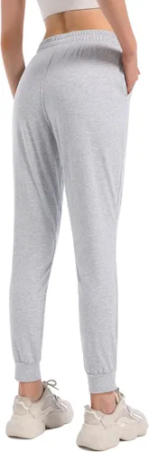 Miniatura 3 de HARTPOR Pantalones deportivos de algodón para mujer, pantalones deportivos para yoga, pantalones deportivos casuales para correr con bolsillos