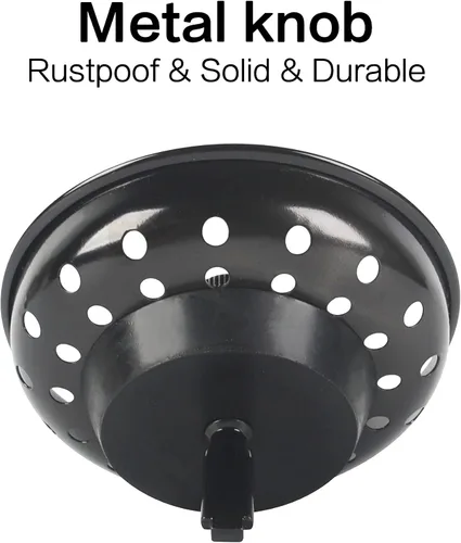 Miniatura 3 de Tapón negro para fregadero,Tapón de fregadero de acero inoxidable,Tapón de cesta de repuesto para fregadero de cocina negro