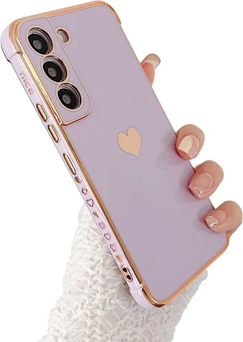 Miniatura 30 de phylla Funda de teléfono compatible con Samsung Galaxy A12 de 6.5 pulgadas, lindo corazón chapado en oro, elegante funda de lujo para mujer
