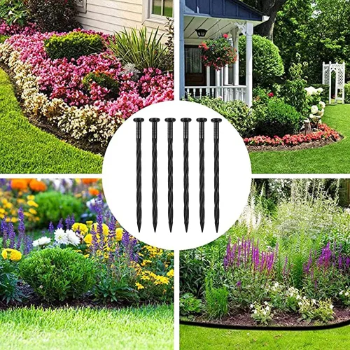 Miniatura 6 de Púas de anclaje de paisaje de plástico, 25 piezas de 8 pulgadas de nailon en espiral para patio, césped de jardín, barreras de malezas, césped