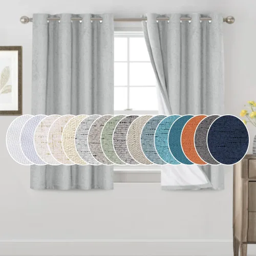 Miniatura 89 de Primitive - Cortinas opacas 100 % de lino texturizado natural para dormitorio, sala de estar, cortinas para ahorra energía, tela de arpillera