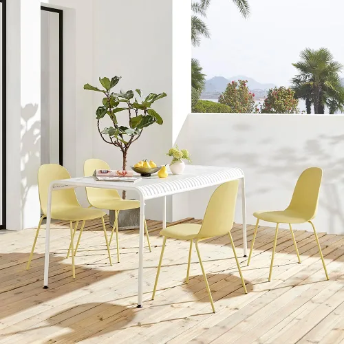 Miniatura 2 de Juego de 4 sillas de comedor negras, sillas de cocina apilables de plástico, silla clásica para interiores y exteriores con patas de metal