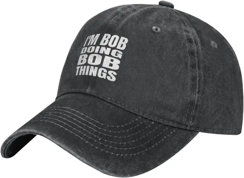 Miniatura 11 de Gorra de béisbol con texto en inglés "I'm Bob Doing Bob Things Distressed Dad", gorra de béisbol para hombre de los años 90, de mezclilla lavada