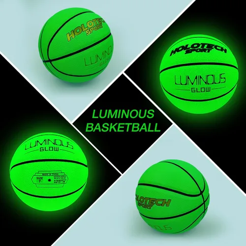 Miniatura 3 de Basketball Glow in The Dark, Cool Glowing Luminous Leather Basketball Indoor Outdoor Size 7/6/5 for Men, Women, Teenager (with Pump)