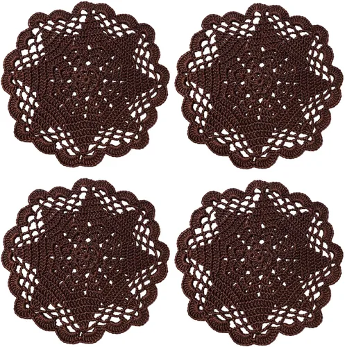Miniatura 13 de Juego de 2 manteles individuales de encaje con diseño de flores huecas de ganchillo, manteles individuales de encaje para taza de té, aniversario
