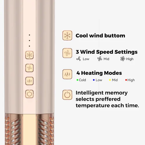 Miniatura 9 de Juego de cepillos de secado de pelo de alta velocidad 6 en 1, motor sin escobillas de 110,000 RPM para secado rápido, moldeador de aire de iones Rosa