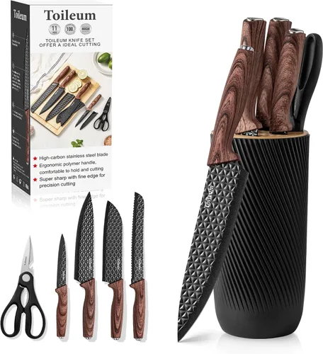 Juego de cuchillos de cocina negros con bloque para necesidades de cocina, juego de 11 cuchillos para electrodomésticos de cocina, juego de