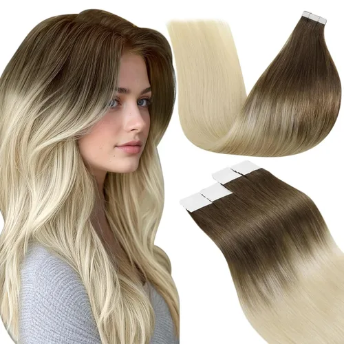Miniatura 12 de LaaVoo - Extensiones de cabello humano Remy adhesivas con cinta invisible, cabello negro natural, extensiones de cabello para mujeres de color, 20