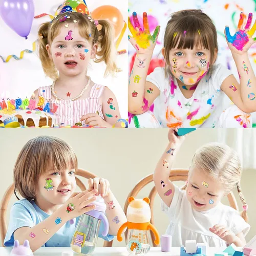Miniatura 3 de Aresvns Paquete económico de tatuajes temporales para niños, más de 1000 piezas de tatuajes falsos lindos para niños y niñas, suministros de fiesta