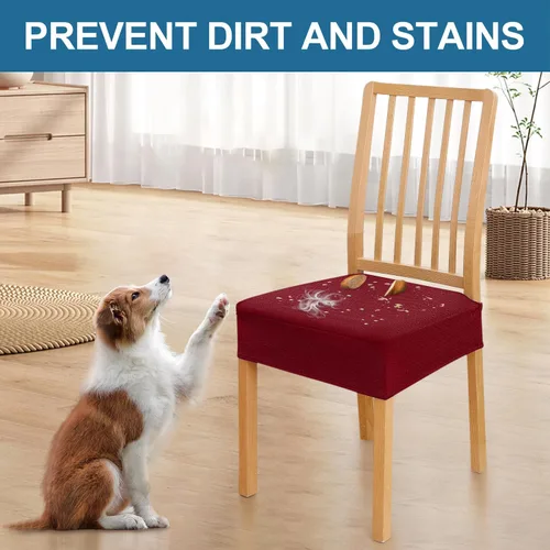 Miniatura 6 de smiry Fundas de asiento impermeables para sillas de comedor, juego de 6, fundas elásticas de jacquard extraíbles y lavables, sin fundas traseras
