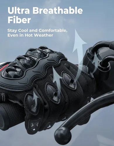 Miniatura 5 de KEMIMOTO - Guantes de motocicleta para hombre, guantes de ciclismo para pantalla táctil, para deportes al aire libre, en carretera, vehículo Negro