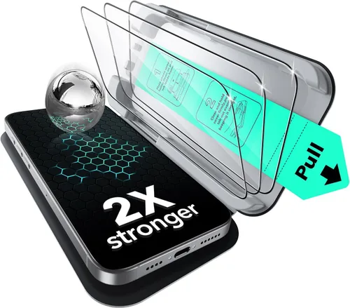 Miniatura 12 de ESR Paquete de 3 protectores de pantalla para iPhone 17 Pro Max, grado militar a prueba de roturas, dureza 9H, vidrio templado de cobertura completa