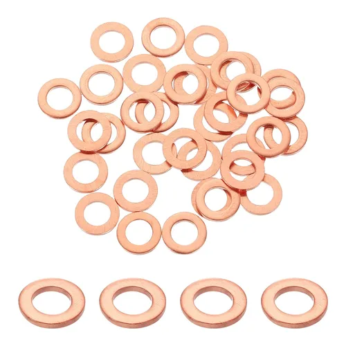 Miniatura 14 de uxcell 75 anillos de sellado de arandela plana M36 de cobre, 1.417 in ID 1.654 in OD 0.059 in de grosor, arandelas de trituración de cobre, junta