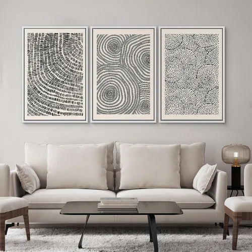 Miniatura 234 de SIGNWIN Lienzo enmarcado para pared, arte con pinceladas de flujo neutro en tonos beige abstractos, ilustraciones, arte moderno, decorativo
