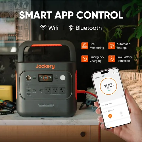 Miniatura 8 de Jackery Explorer 2000 v2 Estación de Energía Portátil, Batería de Respaldo Doméstica LiFePO4 de 2042Wh, Generador Solar de 2200W, Carga Rápida USB-C